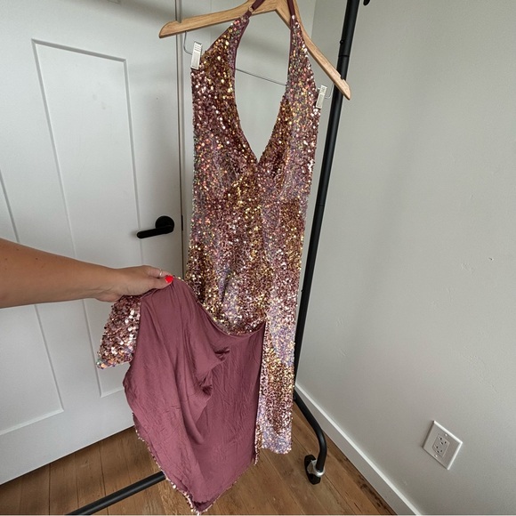 NWOT FREE PEOPLE GLITTER AND GOLD MIDI DRESS Sz S - Picture 12 of 16